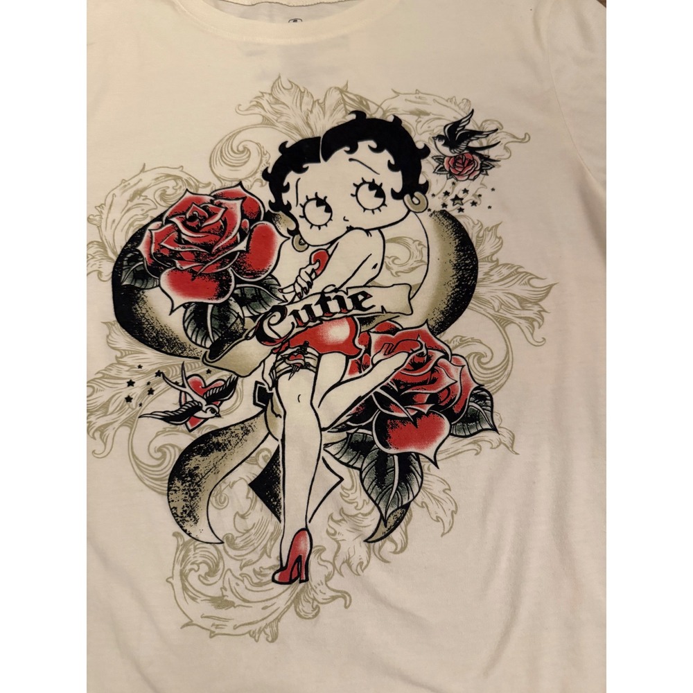 Betty Boop Fleischer Studios Long Sleeve Graphic Tee Shirt Small Cutie Rose - Picture 4 of 6